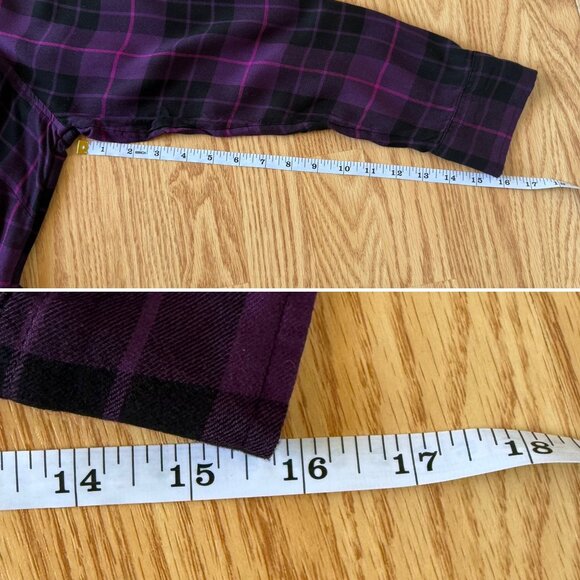 Womens Purple Black Plaid Shirt Size 2X Button Down Long Sleeve Indie Plaidcore - Picture 6 of 8